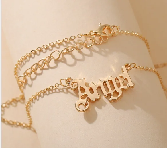 2020 золото цвет милый ангел буквы Подвески Сплав ожерелье для женщин девушек Femme |