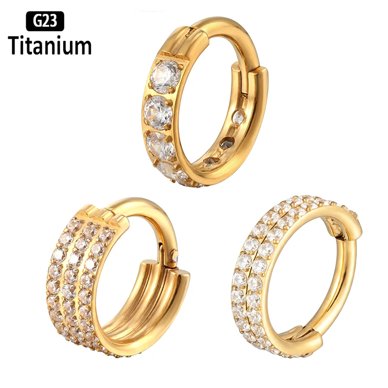 New G23 Titanium Zircon stone hight Segment Rings Open Small Septum Piercing Nosering Earring Fashion body piercing jewelry 16G