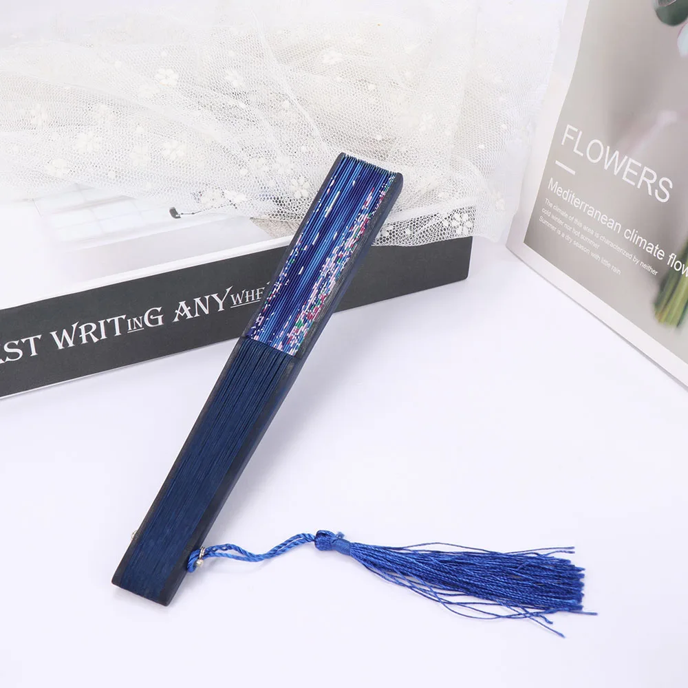 Женский веер в японском стиле Шелковый с бабочкой и цветком для танцев складной