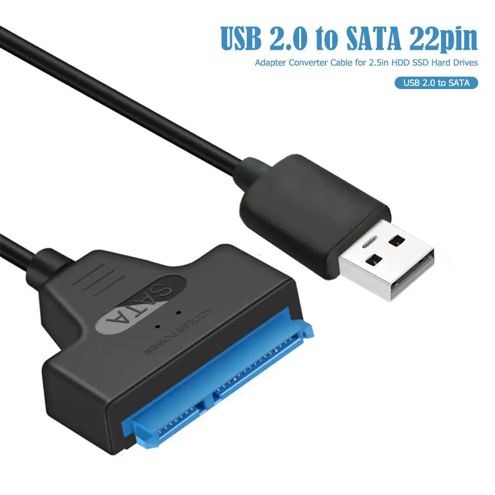 

20 cm USB 2.0 to SATA 22pin Adapter Cables Hard Disk Drive Converter Cord Wires 480 Mbps for 2.5in HDD SSD Solid Hard Drives