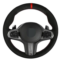 car steering wheel cover black genuine leather suede for bmw m sport g30 g31 g32 g20 g21 g14 g15 g16 x3 g01 x4 g02 x5 g05