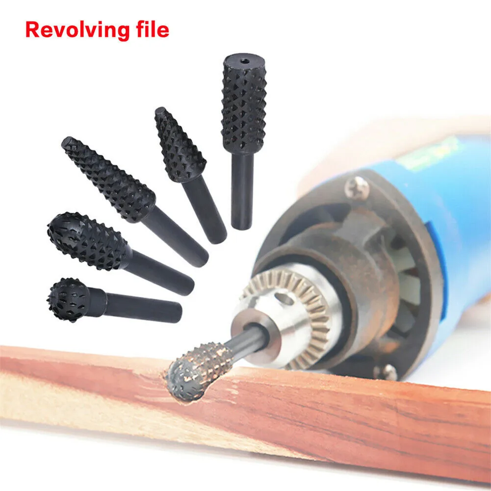 

Newly 5Pcs/Set Rotary Burr Set Woodworking Rasp Chisel Shaped Power Tools