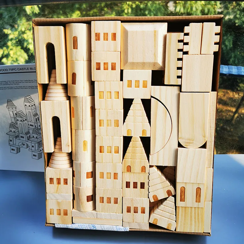 75 шт./коркор. детский оригинальный деревянный замок строительные блоки/детский