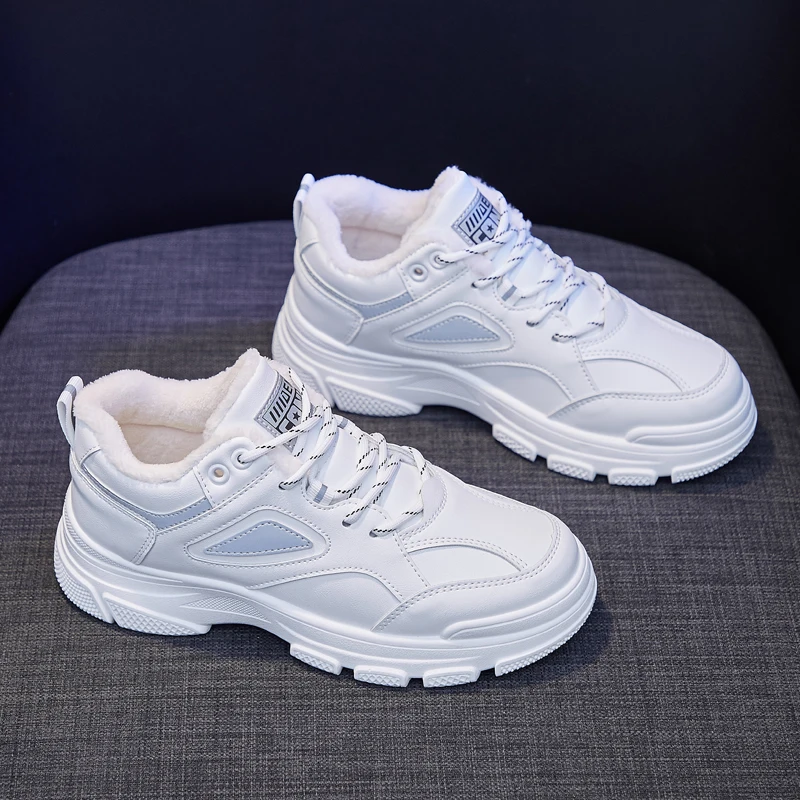 

Winter Women's Sneakers Platform Vulcanize Shoes Fashion white Casual Running Winter Shoes for Woman Female 2020 New leather