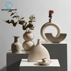 Креативная керамическая ваза Strongwell в скандинавском стиле, Геометрическая Цветочная композиция, украшение для дома, художественное оформление, демонстрационный орнамент, подарок