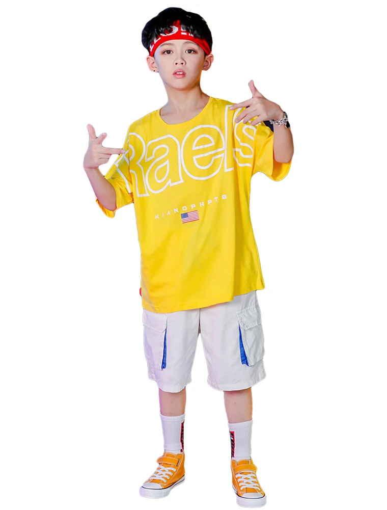 

Lolanta Kids Boys Yellow Loose Short Sleeve T-shirt Top Or White Shorts Pants Clothes Children Casual Wears