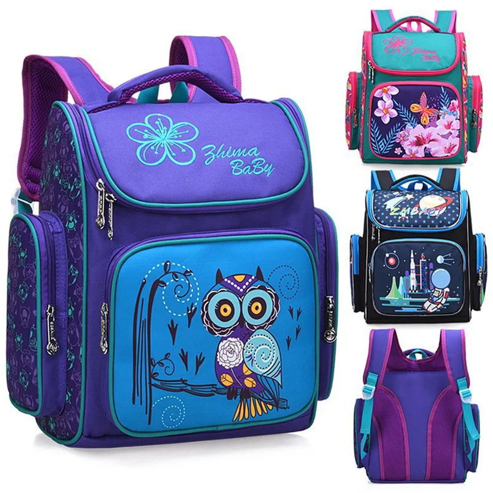 Детский ортопедический рюкзак для мальчиков и девочек, голубой школьный ранец с принтом космоса, сумка для детского сада, 2 размера