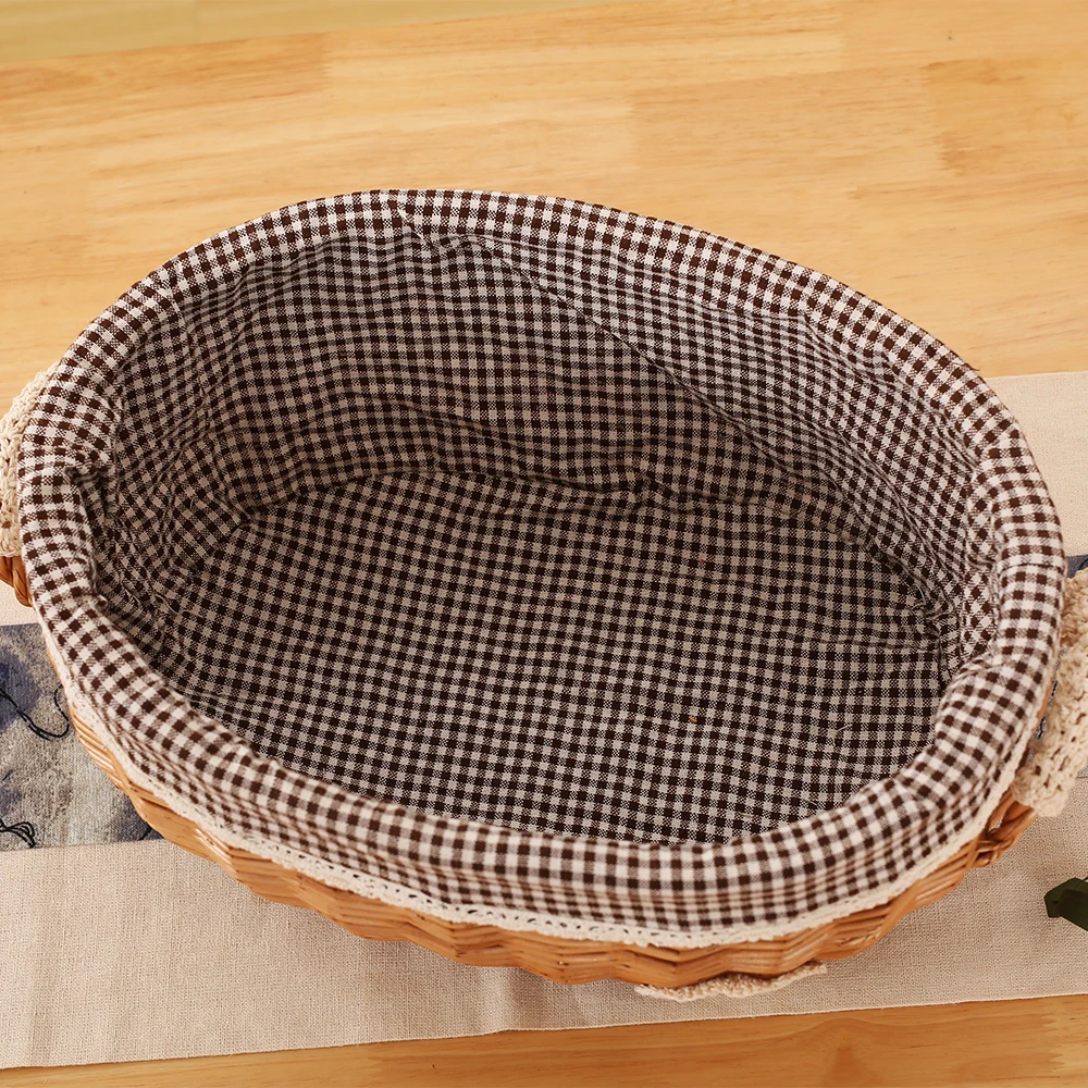 Плетеная корзина для плетеная хранения хлеба фруктов с крышкой игрушки перекуса