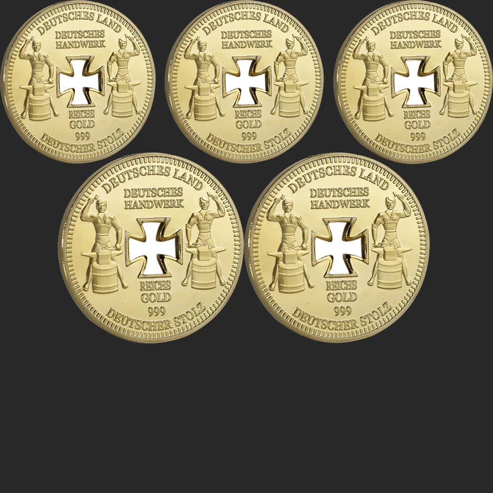 5 шт./лот 1889 Берлин немецкий Властелин золото полый крест Орлан монеты с акриловым