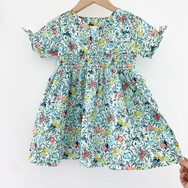 

Baby Girls Short Sleeve Printing Dresses Children New 2021 Summer Kids Girl Princess Dress Clothing Kids Girls Floral Dress