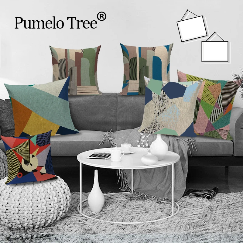 Абстрактных геометрических Наволочка на подушку в стиле пэчворк Подушка Чехол