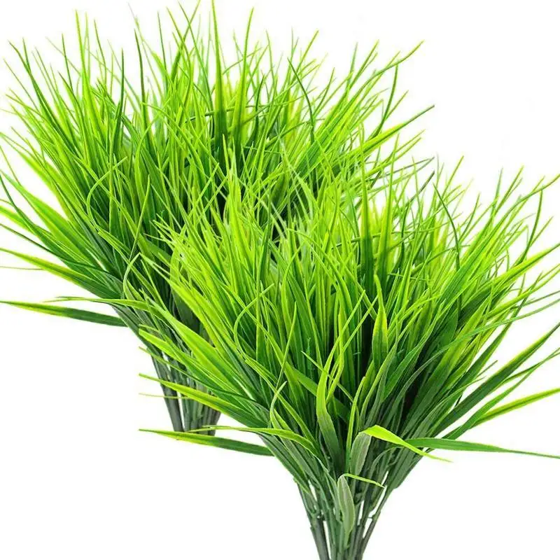 

8 Pcs Artificial Outdoor Plants, Fake Plastic Greenery Shrubs Wheat Grass Outdoor Window Box Verandah Hanging Planter Indoor Out