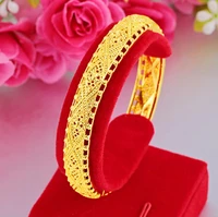 classic cuff 24k gold bracelet fashion hollow out bracelet clasp for women african bride wedding bamboo bracelet jewelry gifts