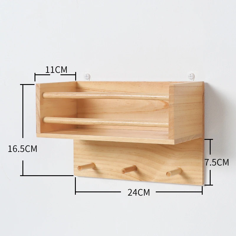 

Retro Wooden Wall Hook Rack Living Room Bedroom Decoration Wall Wall Hanging Storage Organizer