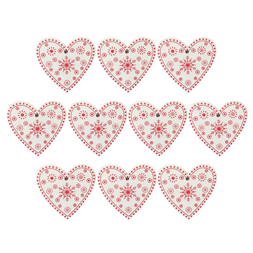 LOVE-C-10PCS 1/10 шт. Рождественская елка украшения Рождество деревянные украшения Рождественские подвесной орнамент украшения дома Noel с утолщённой меховой опушкой - Цвет: LOVE-C-10PCS