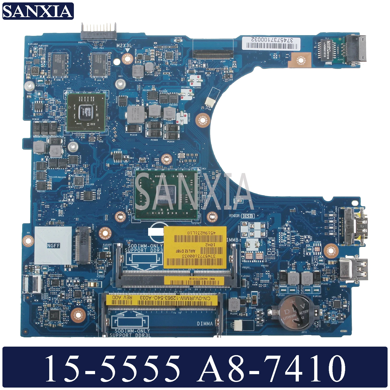 

KEFU LA-C142P Laptop motherboard for Dell Inspiron 15-5555 14-5455 original mainboard A8-7410 AMD-video card