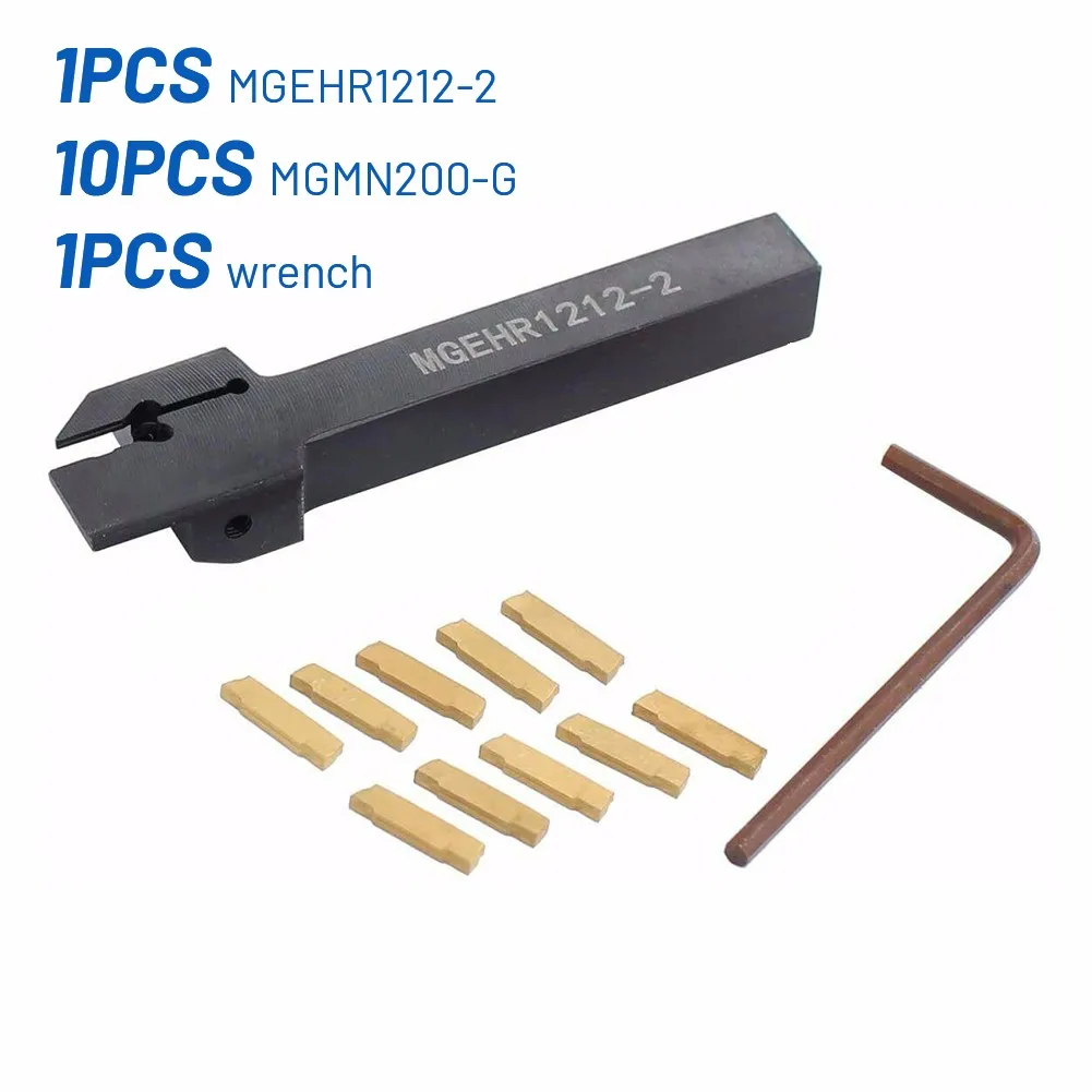 

10pcs MGMN200-G Insert Turning Tool Holder Holder Kit MGEHR1212-2 Pack