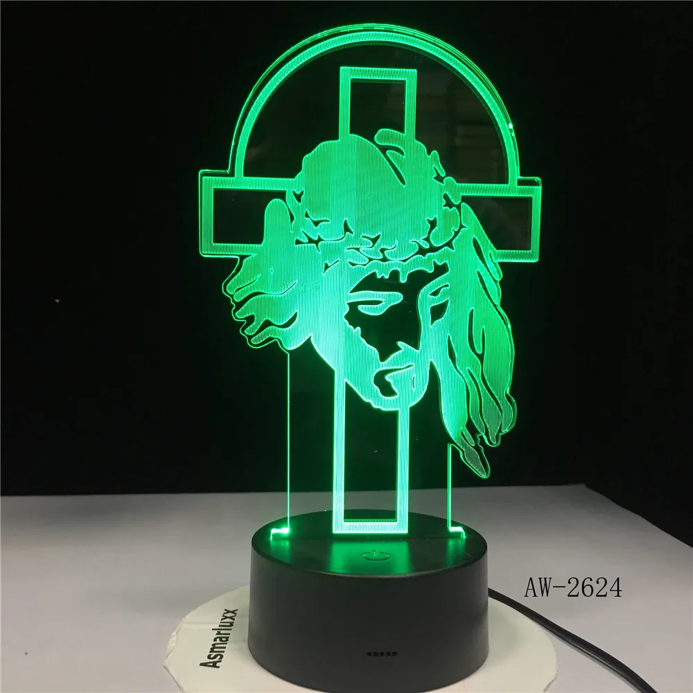 3D-2624 пастух Псалом Иисус Христос Крест Usb 3d светодиодный ночсветильник подарки