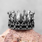 Кольца мужские из нержавеющей стали, винтажное ювелирное изделие с короной короны, короной, королевой, панк, рок, хип-хоп для байкеров, бойфренда, Подарочная бижутерия для творчества