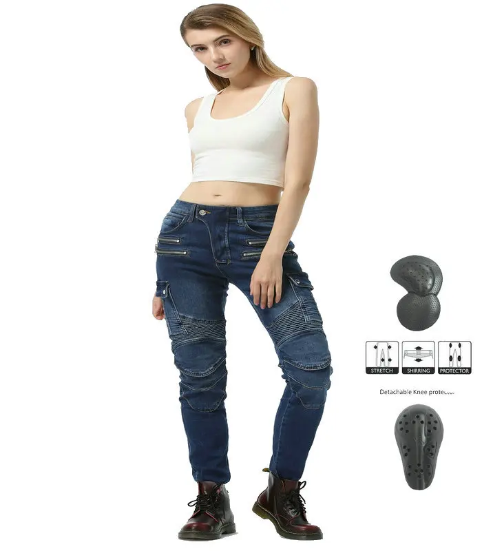 

Женские мотоциклетные джинсы для езды по бездорожью, для улицы, для мотокросса, брюки с защитными шестернями, модная повседневная одежда