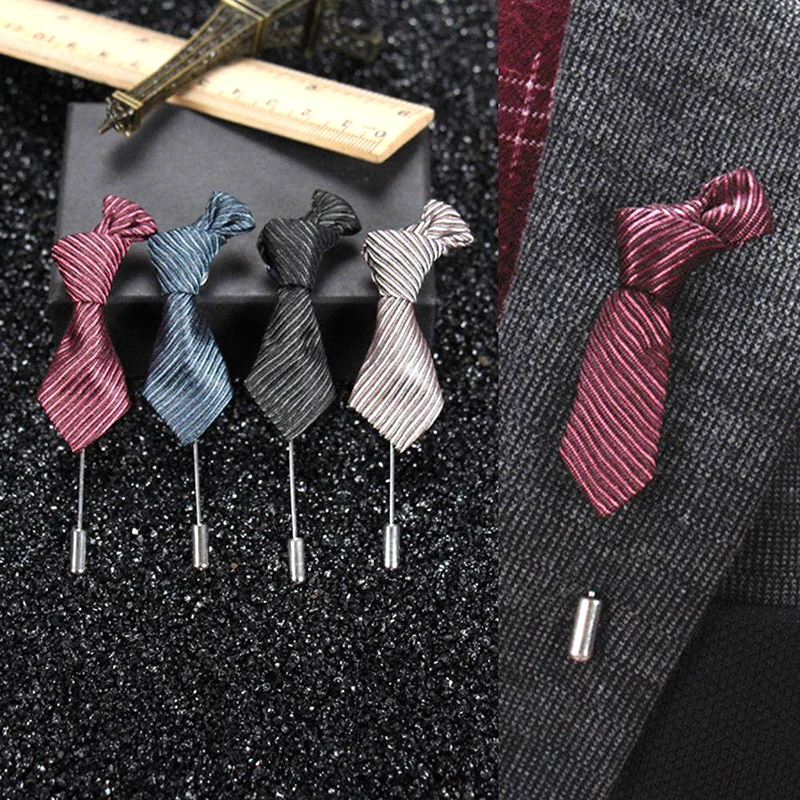 Модная брошь из хлопка в форме галстука костюм с цепочкой Нагрудный значок