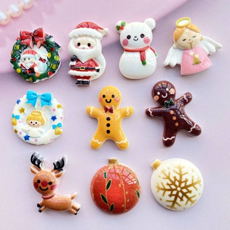 

10/20Pcs New resin Cute Mixed Christmas series Flat back Cabochon Scrapbooking Hair bow Center Embellishments DIYAccessories F37