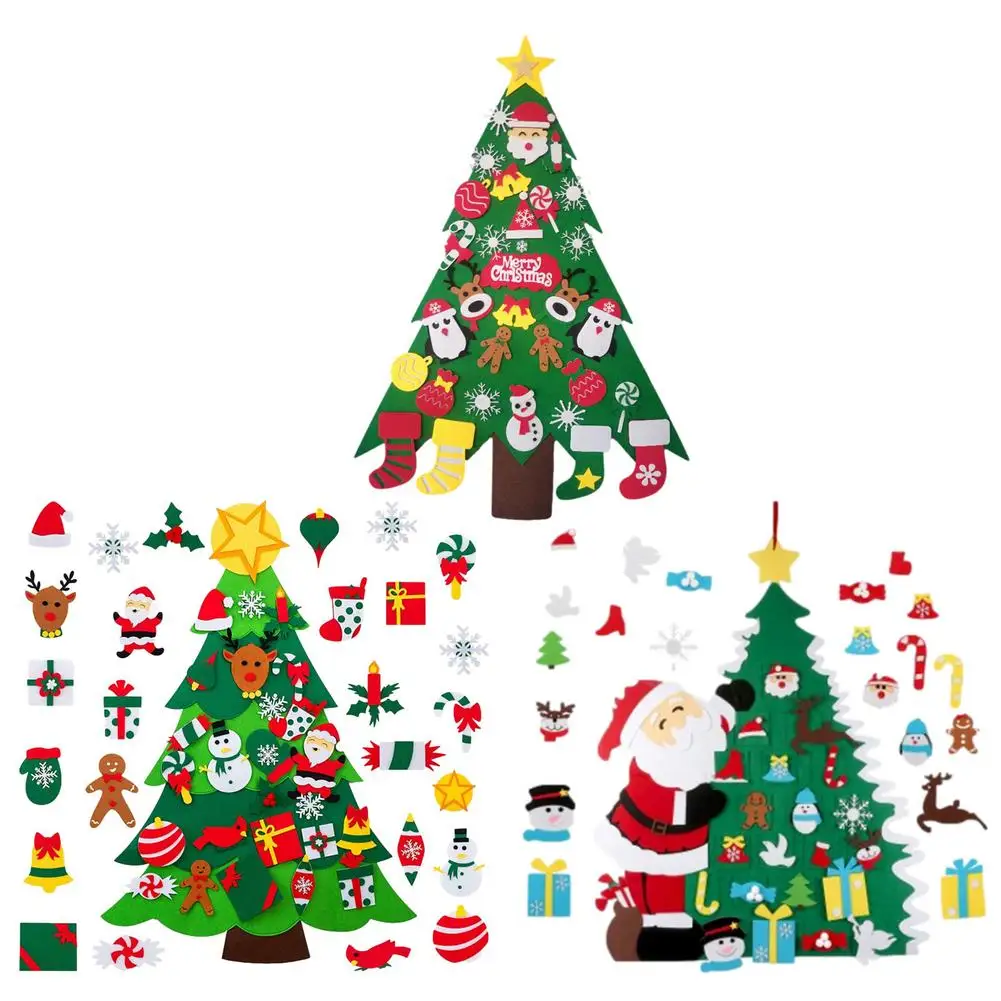 

DIY Felt Christmas Tree Set Christmas Gifts Wall Mounted Games Christmas Kids Gifts Party Supplies Christmas Decorations For K