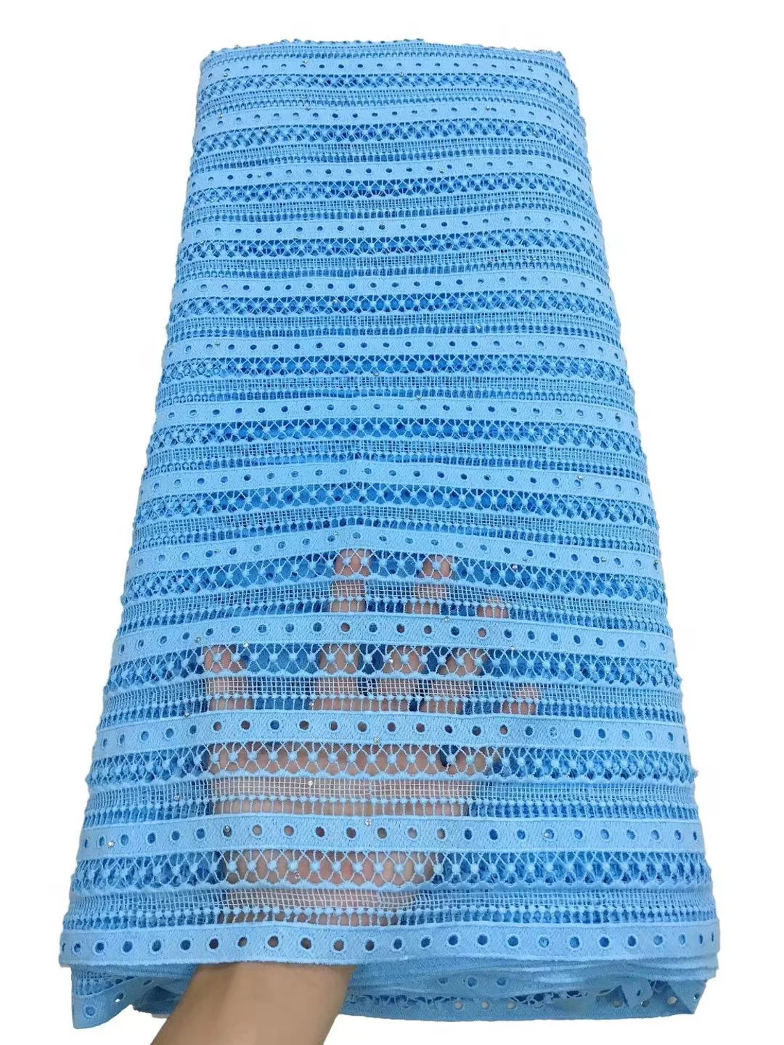 

Nigerian Cord Guipure Lace Fabric Fashion African Lace Fabric With Stone Hot Sale High Quality French Net Lace Fabric For Party
