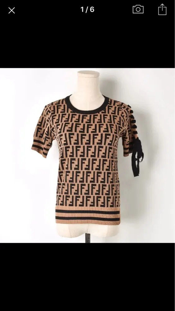 brown F short sleeve Осенне-зимний свитер с буквенным принтом и круглым воротником и длинными рукавами с буквенным принтом F Одинаковая одежда для мамы и детей - Цвет: brown F short sleeve
