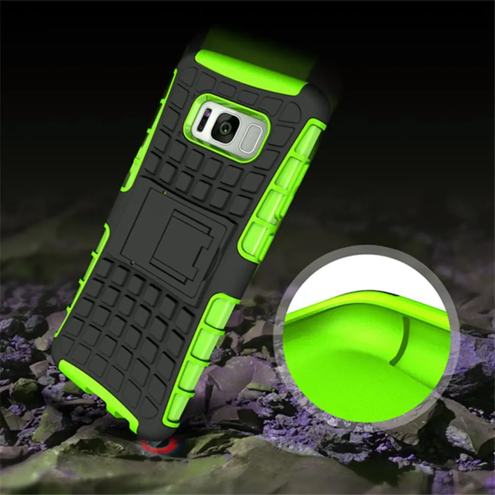 2017 PC&ampTPU phone shell Tire Pattern Resistant Mobile Phone Case Shockproof Dual Layer Cover With Stand For Samsung S8 cases |