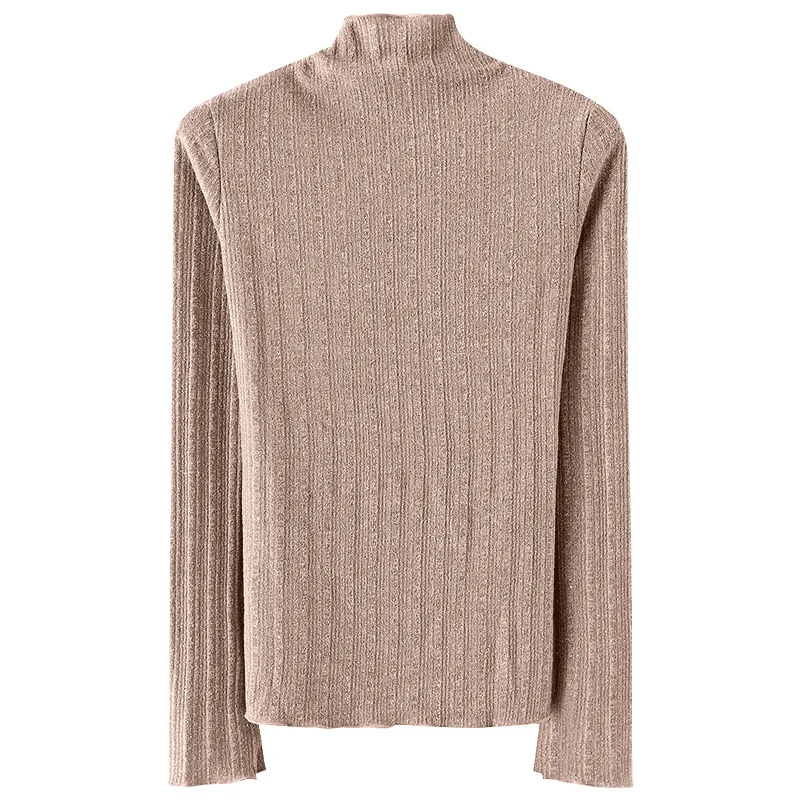 

New Autumn/winter 2020 Women with Aural Edge and Half Turtleneck Blouse with Simple and Versatile Knit Tops with Popular Element