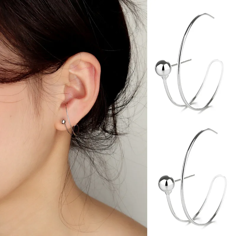 

Silver Color Stud Earrings For Women Geometric Summer Gift Fashion Sterling Silver Pendientes Brinco Engagement Jewelry