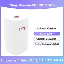 NEW Unlocked China Unicom VN007 5G CPE Wireless Router NSA SA 2.3Gbps Sim Slot Router Mesh wifi 5g CPE Modem Wireless High-power
