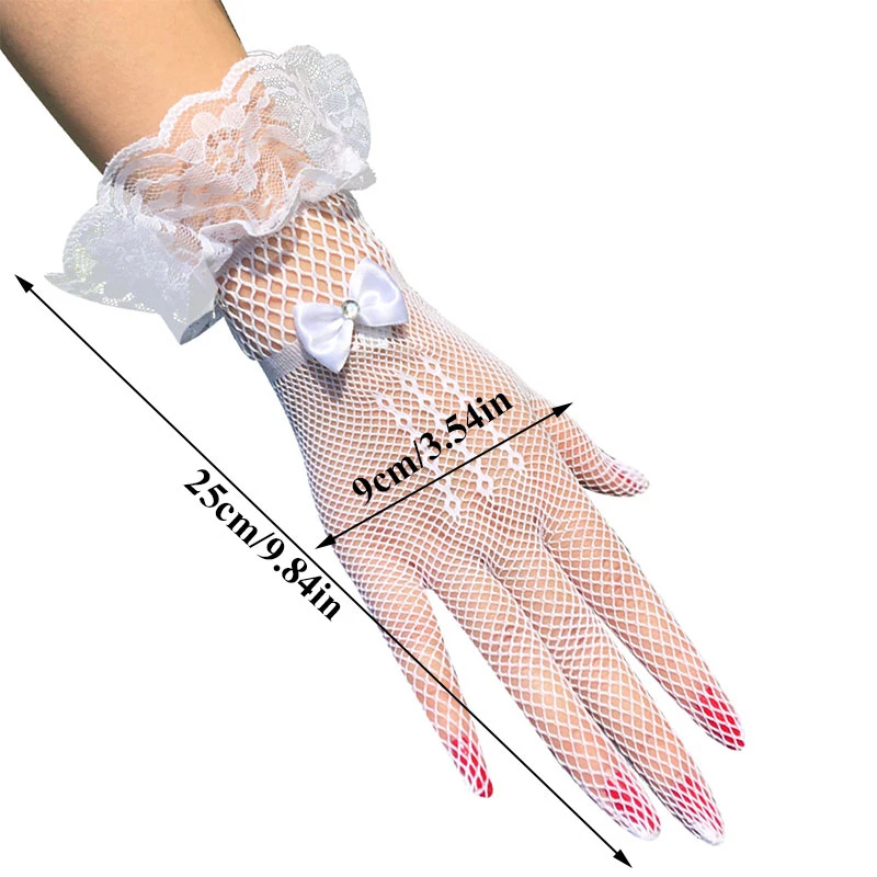 

Short Bow Lace Gloves Lace Bridal Gloves Short Fishnet Gloves Wedding Etiquette Gloves Performing Stage Performance Gloves