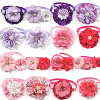 50100pcs valentines day pet dog flowers bowties with shiny rhinestones pet neckties bows for small dog pet grooming supplies