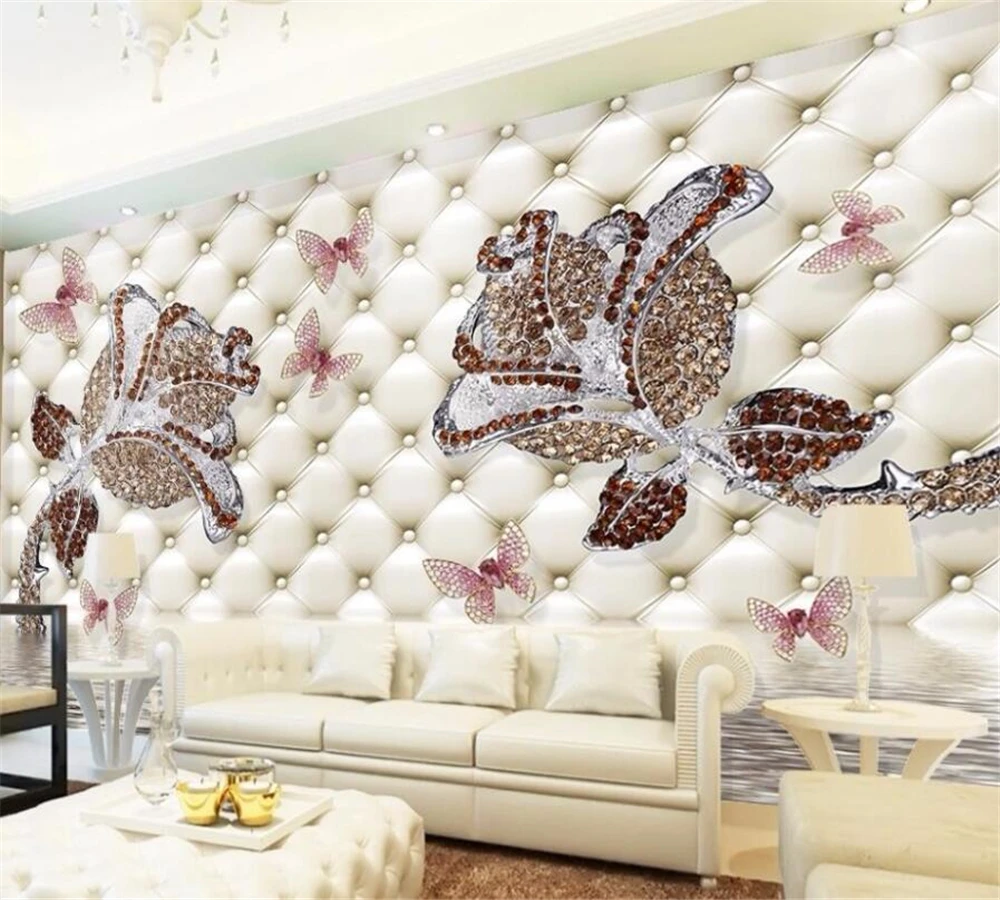 Beibehang пользовательские обои высокого класса 3D модные бриллиантовый цветок розы