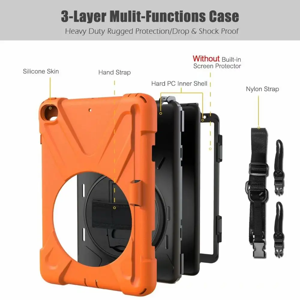 360 Rotating Heavy Duty Rugged Shockproof Case For Ipad Mini 4 5 7.9" 2019 Tablet protect Cover With Pencil Holder+Straps+pen |