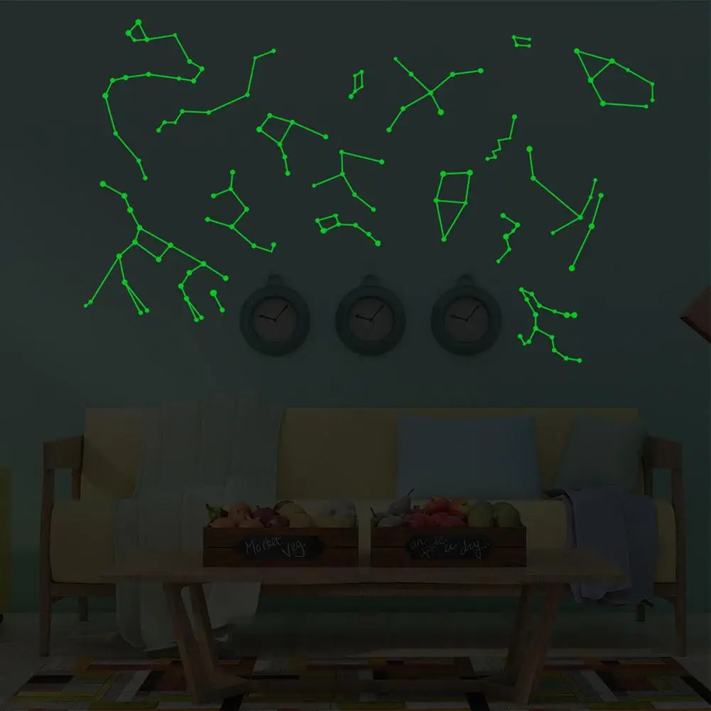 Флуоресцентные потолочные наклейки с двенадцатью созвездиями для спальни | Дом и