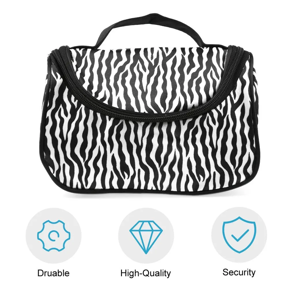 Многофункциональная косметичка для путешествий черно-белая с полосками зебры