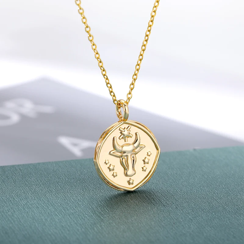 Зодиакальный медальон ожерелье для женщин позолоченный 12 созвездий Скорпион Лев