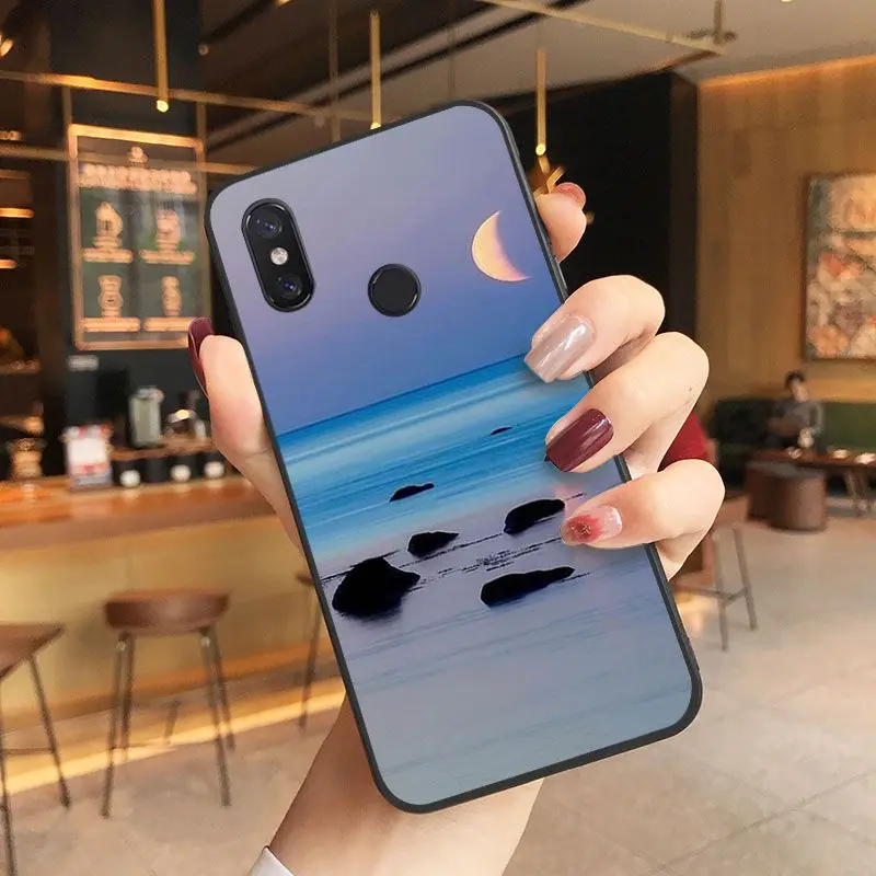 Beach Starfish Blue Sky TPU black Phone Case Shell For Xiaomi Mi 6 6plus 8 8SE 9 9SE 6X Note2 Note3 Coque Shell Mobile Cases
