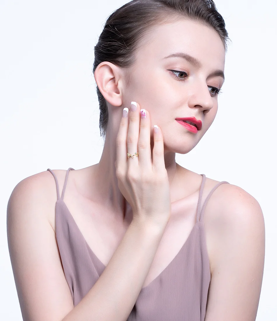 ORSA JEWELS Настоящее серебро 925 регулируемые кольца Для женщин Лист Форма 4 стиль по желанию Зеленая прозрачная AAAA фианит несколько колец ювелирные изделия SR143