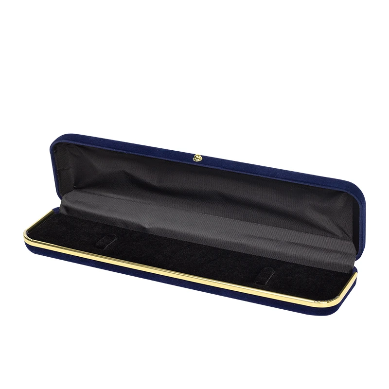 

Exquisite Gold Edging Design Flannel Jewelry Long Chain Box Ring Pendant Bracelet Packaging Gift Built-in Black Card Slot