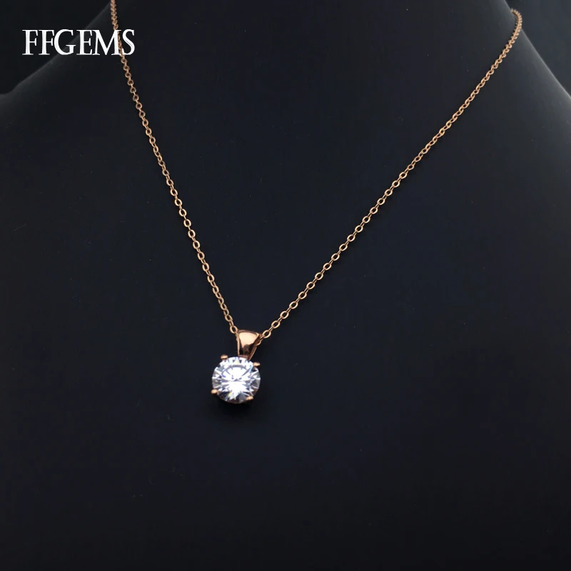 

FFGems Real 10K Gold Pendant Sterling Moissante 2ct EF Color or Zircon Necklace Find Jewelry for Women Party Wedding Gifts