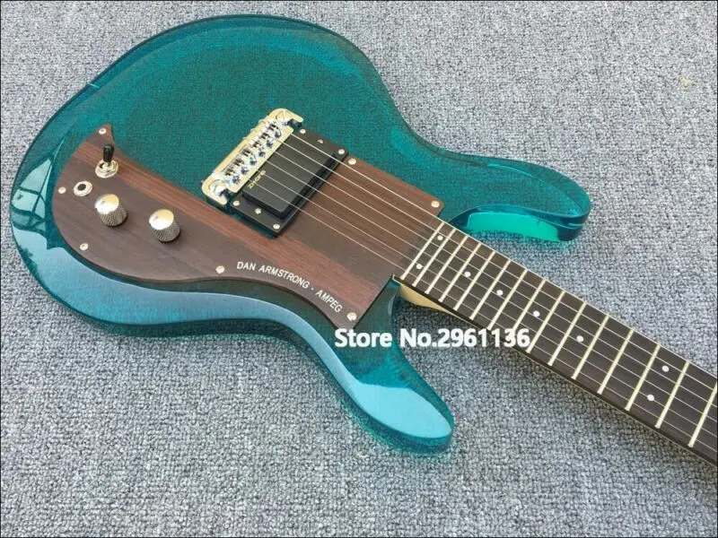 

Электрогитара Green Dan Armstrong, акриловый корпус с хромированным оборудованием, 24 гитары ручной работы могут быть изготовлены по индивидуальном...