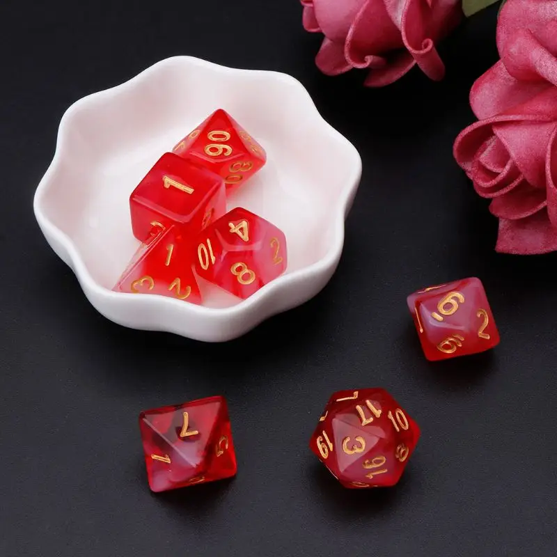 7 шт./компл. многогранные двусторонние игральные кости D4 D6 D8 D10 D12 D20 для настольных
