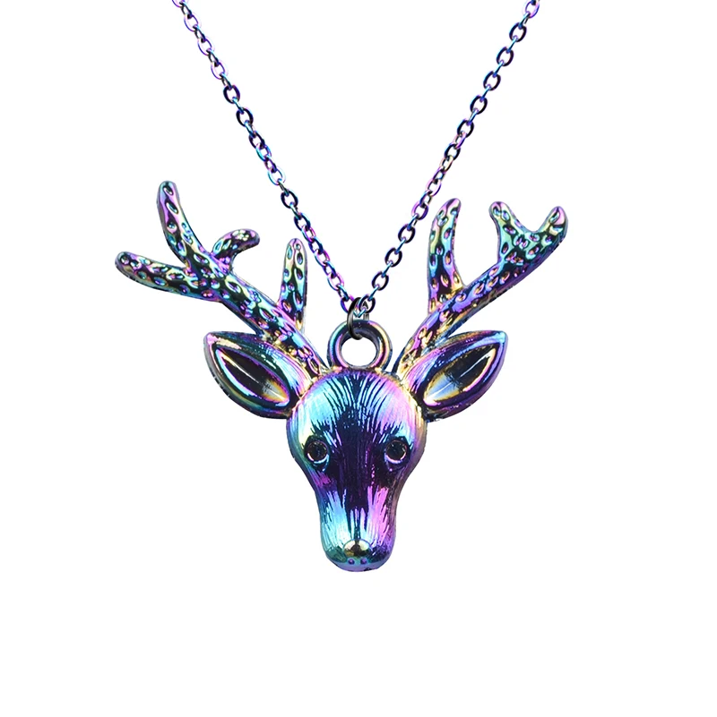 

Parent-child Giraffe Rainbow Chain Necklaces For Women Girl Jewelry 2021 Pendants Deer Necklace Decoration On The Neck Fish Bone
