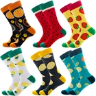 Носки хлопковые для мужчин и женщин, смешные Мультяшные цветные носки для скейтборда, фруктов, авокадо, лимона, пончиков, еды, 6 пар