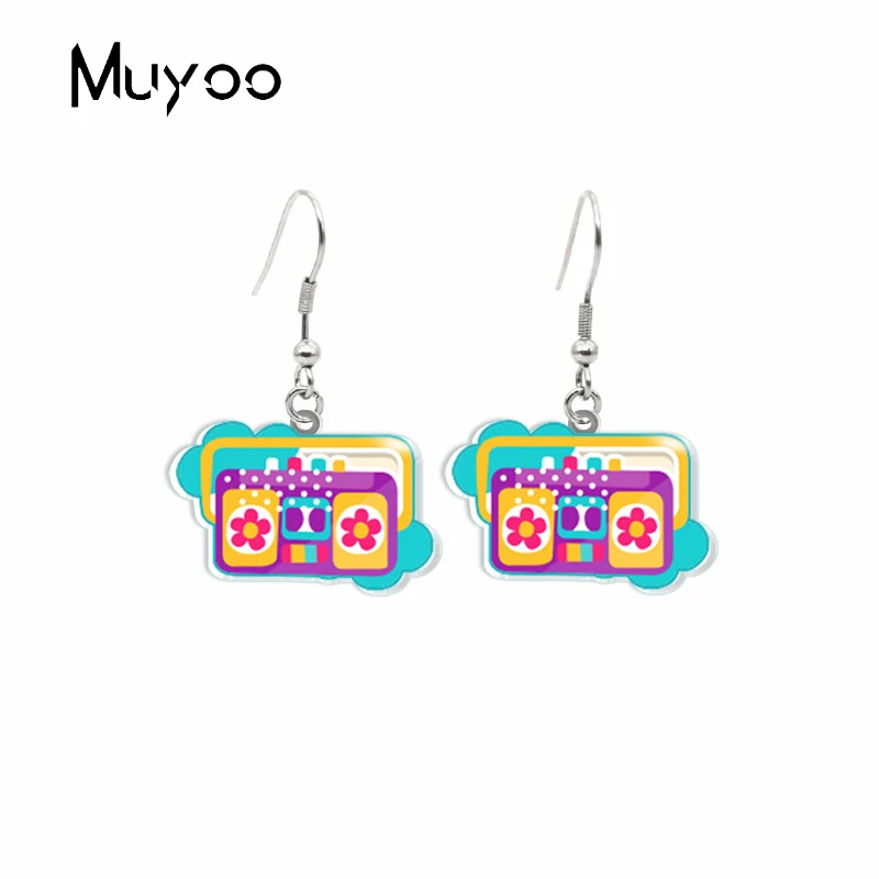 Серьги-Крючки с подвесками в стиле хиппи автобуса гитары радио надписью мира и