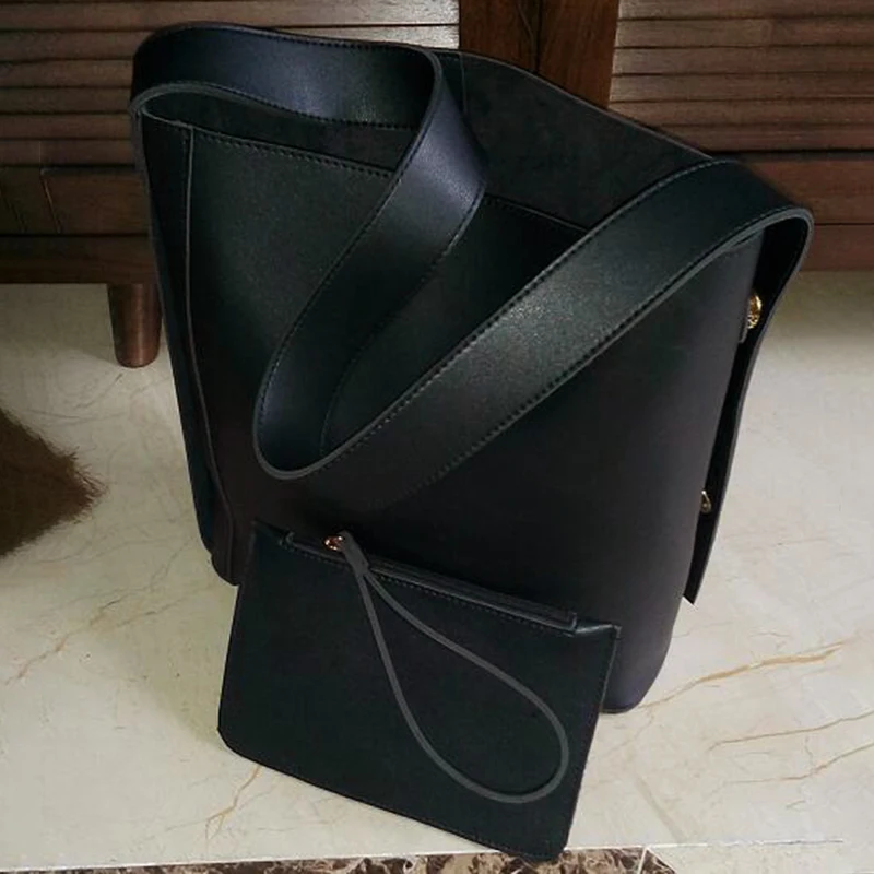 Модная универсальная сумка ведро простой стиль искусственная кожа на одно плечо